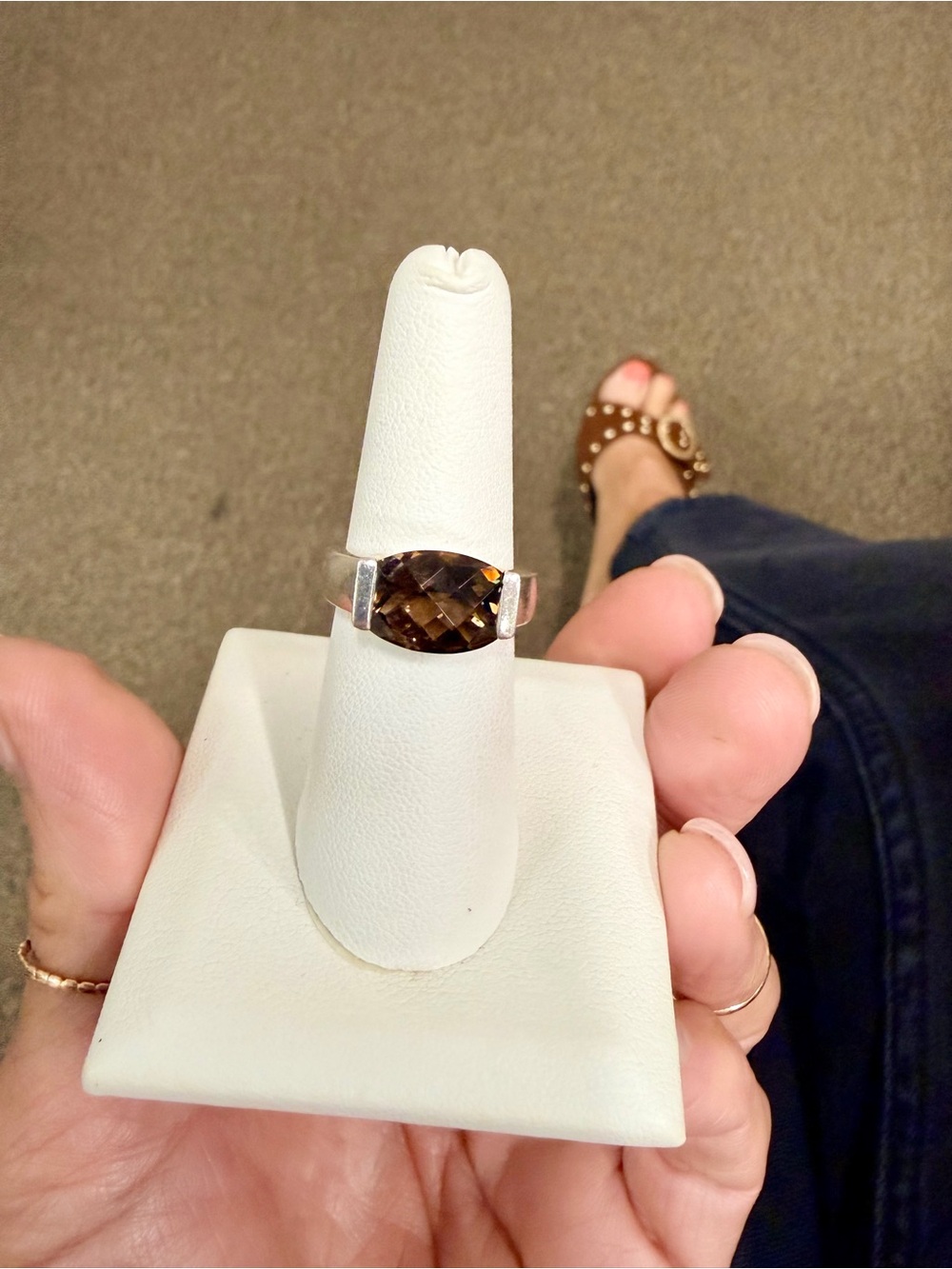 925 Sterling Silver Smoky Quartz Ring Size 7
